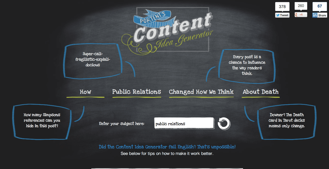 Content Idea Generator, Say What? 