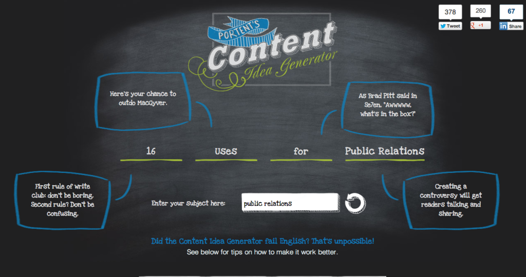 Content Idea Generator Public Relations 2