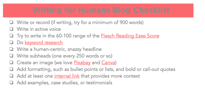 Blog Checklist: Writing for Humans