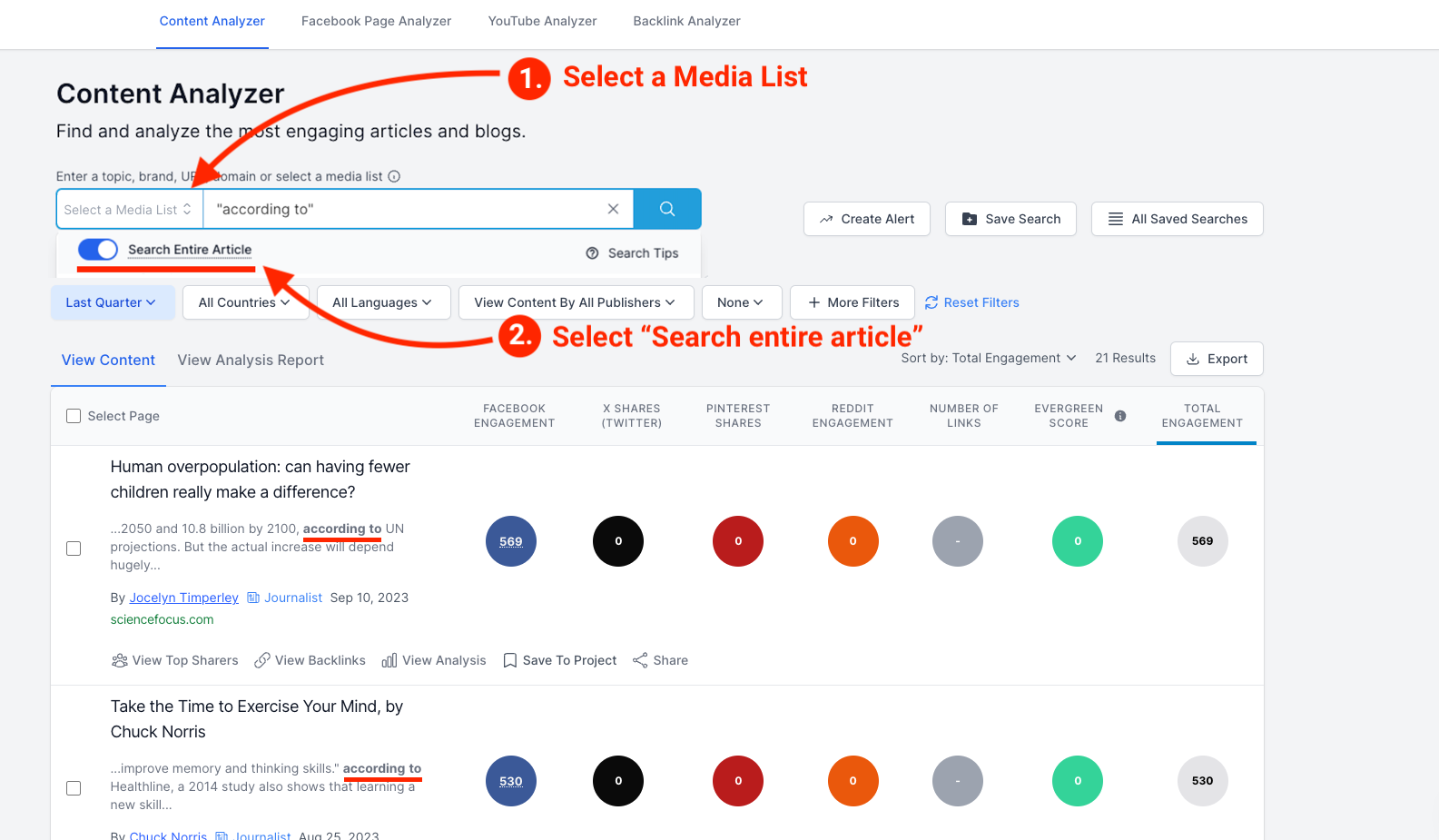 Finding journalist references in BuzzSumo